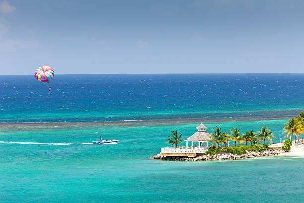 Parasailing on the Caribbean Sea in Ocho Rios, Jamaica
